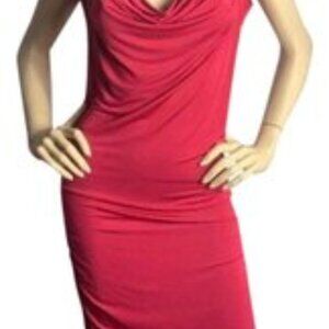 SEAN JOHN Fuchsia Ruched Sides Drape V- Neck Sleeveless Stretch  Dress Sz. Large